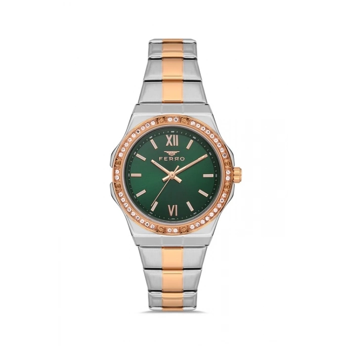 Ferro Rose ve Gümüş Çelik Kordon Kadın Kol Saati FL21358A-E6