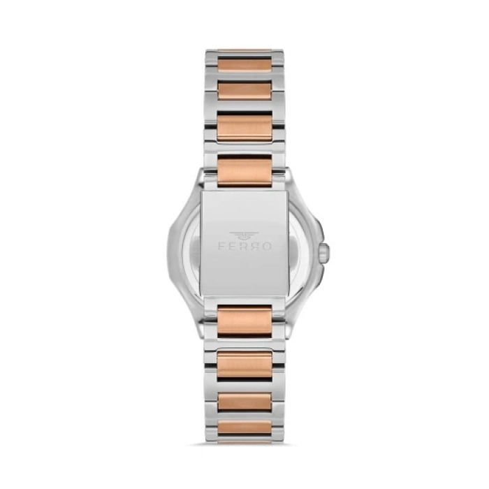 Ferro Rose ve Gümüş Çelik Kordon Kadın Kol Saati FL21366A-E6