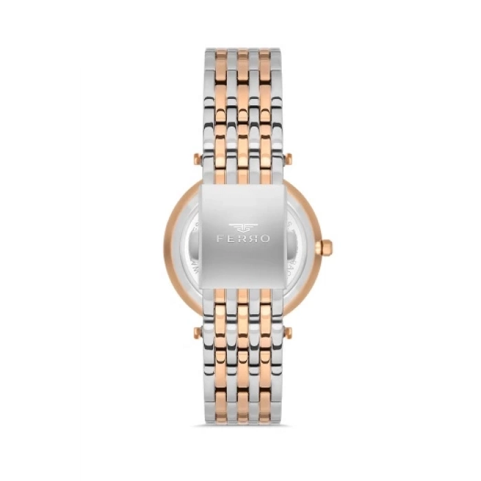 Ferro Rose and Silver Steel Strap Womens Wristwatch FL21449A-E