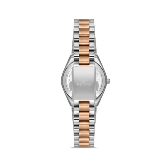 Ferro Rose ve Gümüş Çelik Kordon Kadın Kol Saati FL21492A-E13 3ATM Su Geçirmez 2 Yıl Garantili