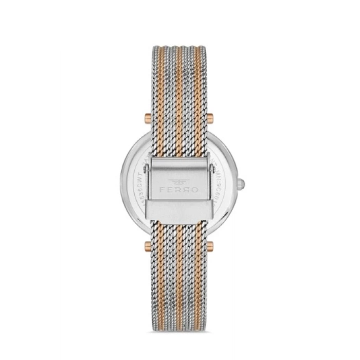 Ferro Rose and Silver Mesh Strap Womens Wristwatch FL21318C-E