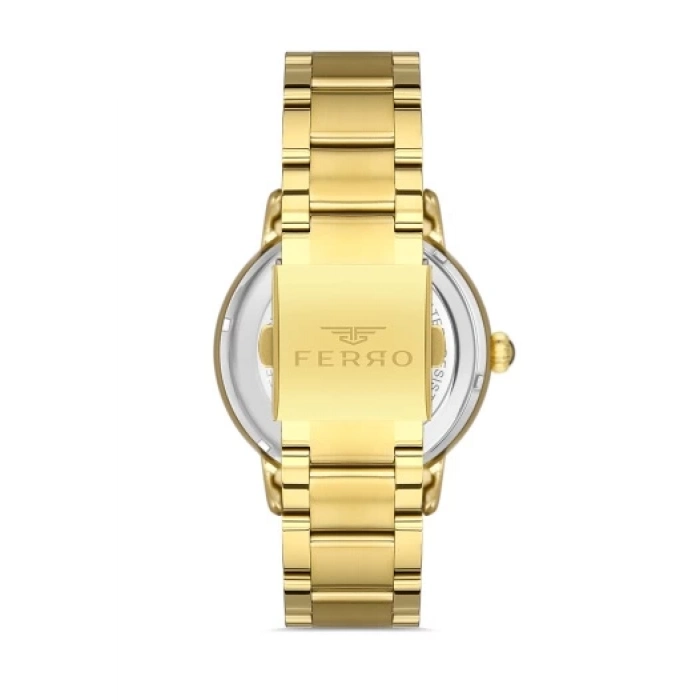 Ferro Sarı Çelik Kordon Erkek Kol Saati F31399A-B 3ATM Su Geçirmez 2 Yıl Garantili HediyePaketli