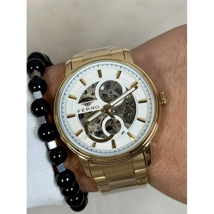 Ferro Yellow Steel Strap Mens Wristwatch F31399A-B