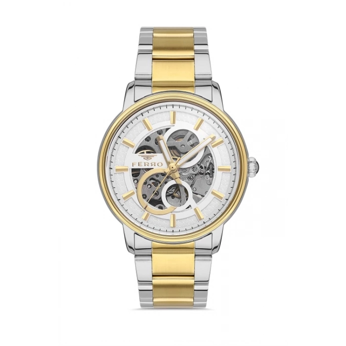 Ferro Sarı Çelik Kordon Erkek Kol Saati F31399A-D 3ATM Su Geçirmez 2 Yıl Garantili HediyePaketli