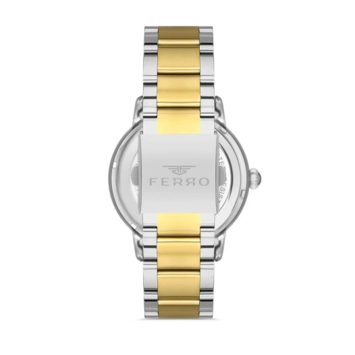 Ferro Sarı Çelik Kordon Erkek Kol Saati F31399A-D 3ATM Su Geçirmez 2 Yıl Garantili HediyePaketli