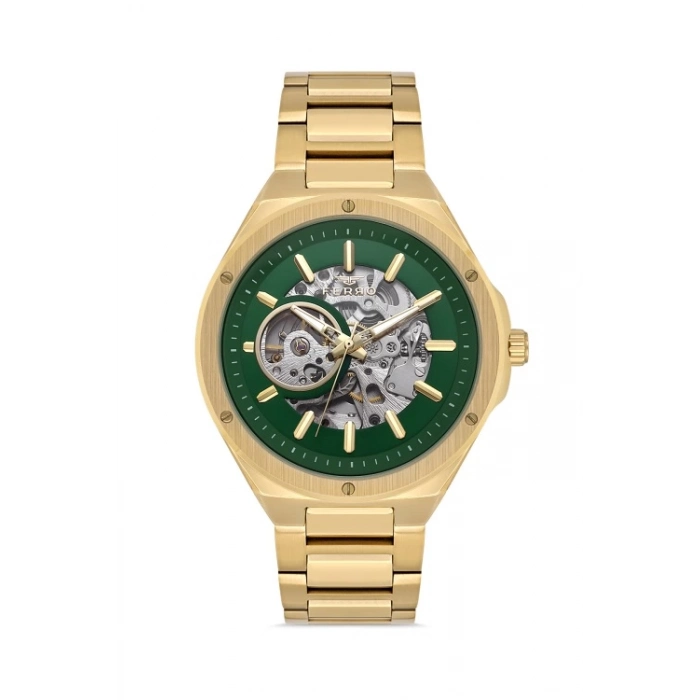 Ferro Sarı Çelik Kordon Erkek Kol Saati F31443A-B6 3ATM Su Geçirmez 2 Yıl Garantili HediyePaketli