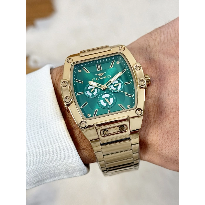 Ferro Yellow Steel Strap Mens Wristwatch FM11437A-B6