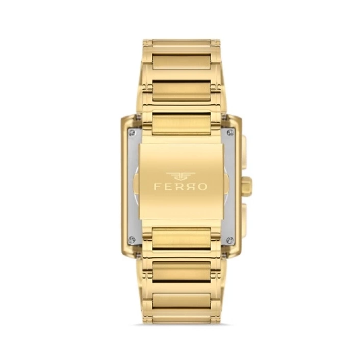 Ferro Sarı Çelik Kordon Erkek Kol Saati FM11465AWT-B Fonksiyonları Aktif 3ATM Su Geçirmez