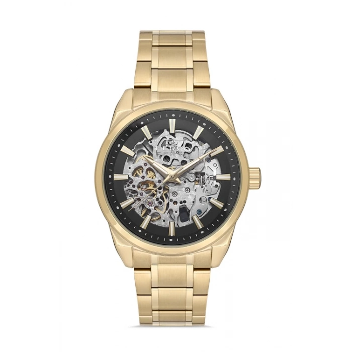 Ferro Sarı Çelik Kordon Erkek Kol Saati FM40106A-B2 Tüm Fonksiyonlar Aktif 3 ATM Su Geçirmez