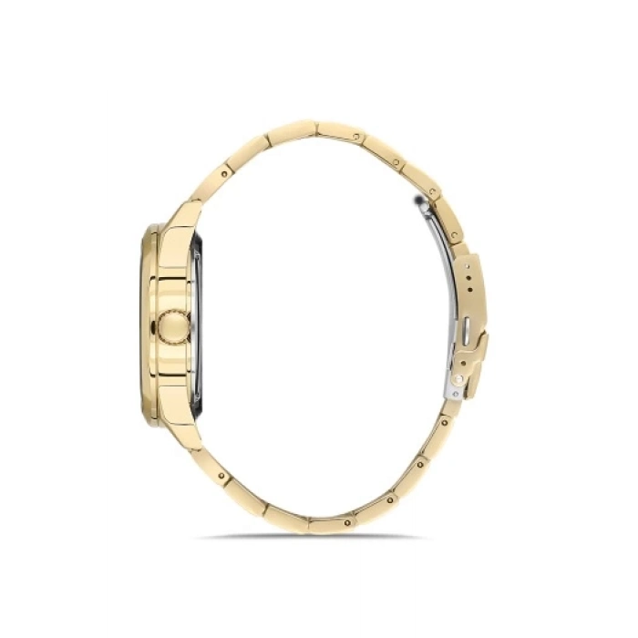 Ferro Sarı Çelik Kordon Erkek Kol Saati FM40106A-B2 Tüm Fonksiyonlar Aktif 3 ATM Su Geçirmez