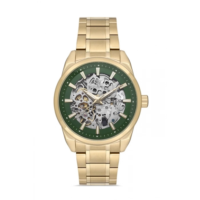 Ferro Sarı Çelik Kordon Erkek Kol Saati FM40106A-B6 Tüm Fonksiyonlar Aktif 3 ATM Su Geçirmez