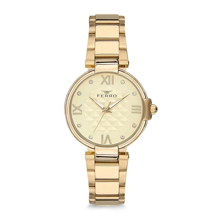 Ferro Sarı Çelik Kordon Kadın Kol Saati F81595A-789-B2