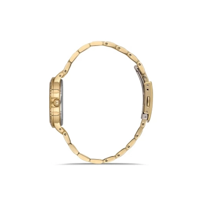 Ferro Sarı Çelik Kordon Kadın Kol Saati FL21349A-B 3ATM Su Geçirmez 2 Yıl Garantili HediyePaketli