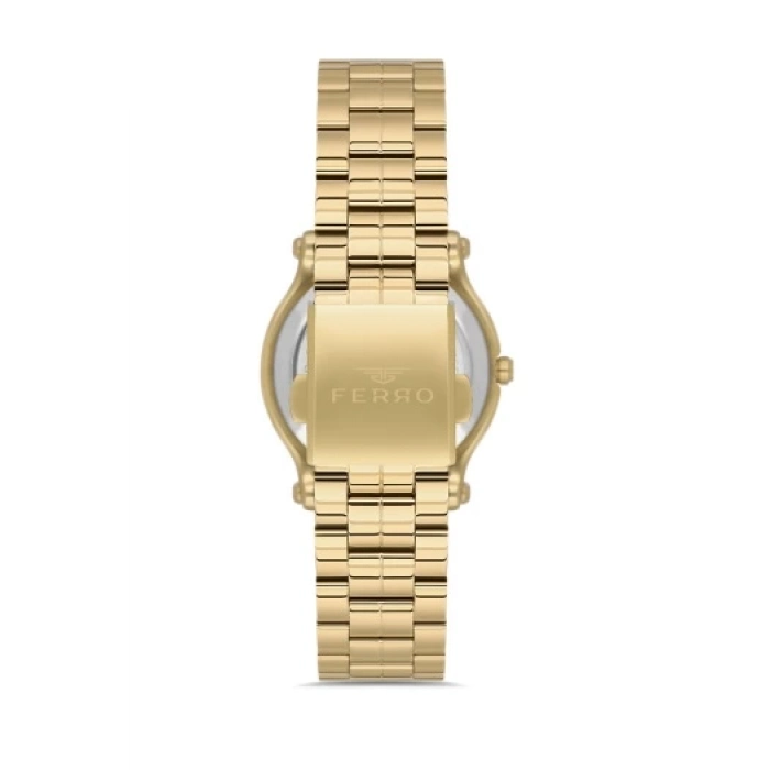 Ferro Sarı Çelik Kordon kadın Kol Saati FL21478AWT-B 3ATM Su Geçirmez 2 Yıl Garantili HediyePaketli