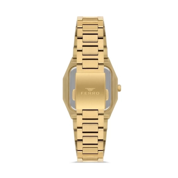 Ferro Sarı Çelik Kordon Kadın Kol Saati FL21482AWT-B 3ATM SuGeçirmez 2 Yıl Garantili HediyePaketli