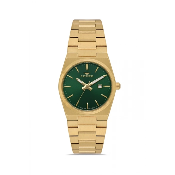 Ferro Sarı Çelik Kordon Kadın Kol Saati FL21495A-B6 3 ATM Su Geçirmez 2 Yıl Garantili Hediye Paketli