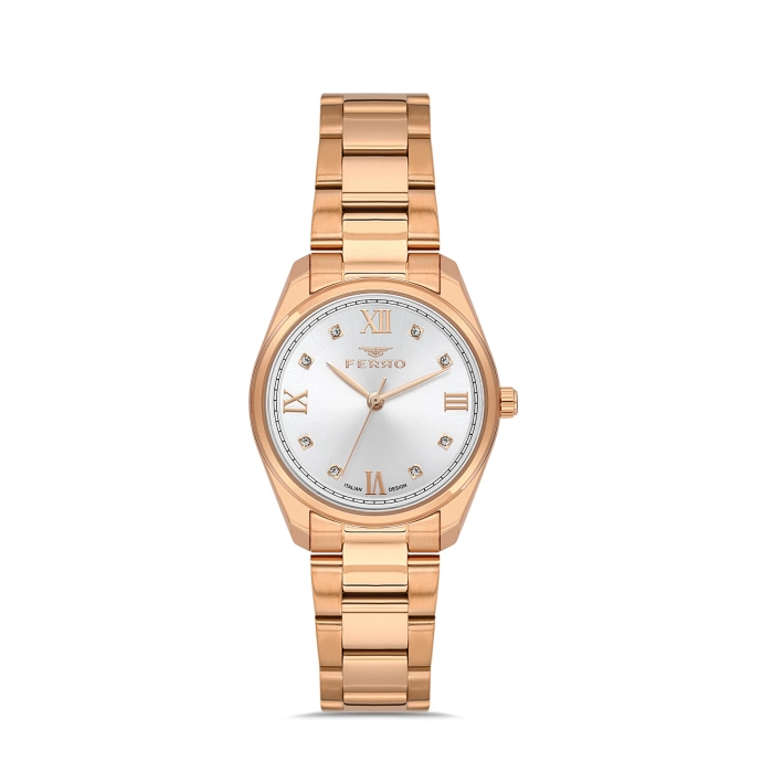 Ferro Sarı Çelik Kordon Kadın Kol Saati FL21502A-C 3 ATM Su Geçirmez 2 Yıl Garantili Hediye Paketli