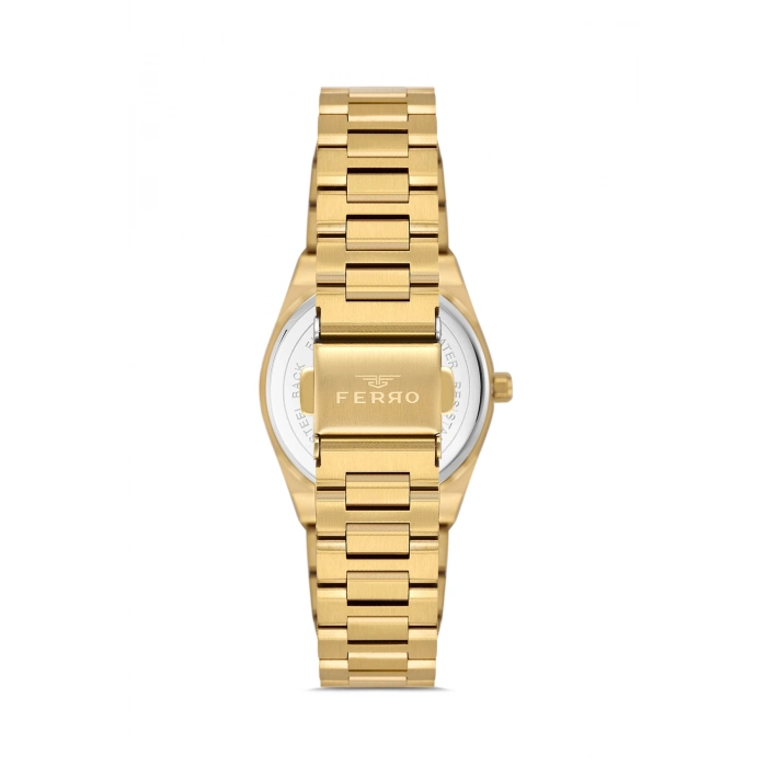 Ferro Sarı Çelik Kordon Kadın Kol Saati FL21518AWT-B 3ATM Su Geçirmez 2 Yıl Garantili HediyePaketli