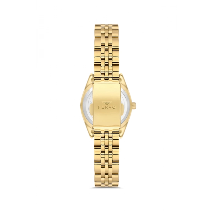 Ferro Sarı Çelik Kordon Kadın Kol Saati FL21618A-B6 3ATM Su Geçirmez 2 Yıl Garantili HediyePaketli