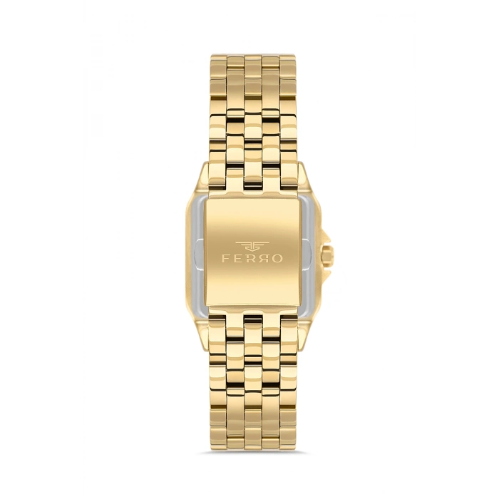 Ferro Sarı Çelik Kordon Kadın Kol Saati FL40112A-B6 3ATM Su Geçirmez 2 Yıl Garantili HediyePaketli
