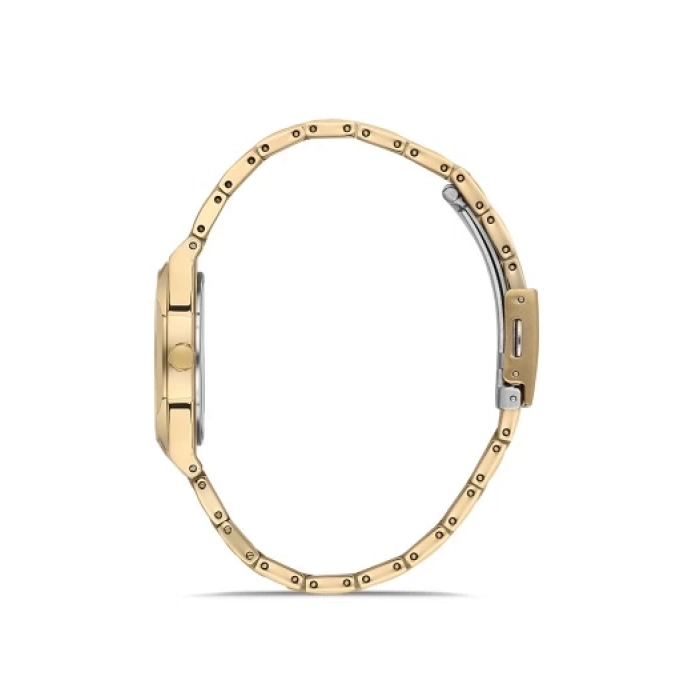 Ferro Sarı Çelik Kordon Kadın Kol Saati FL40128A-B 3ATM Su Geçirmez 2 Yıl Garantili HediyePaketli