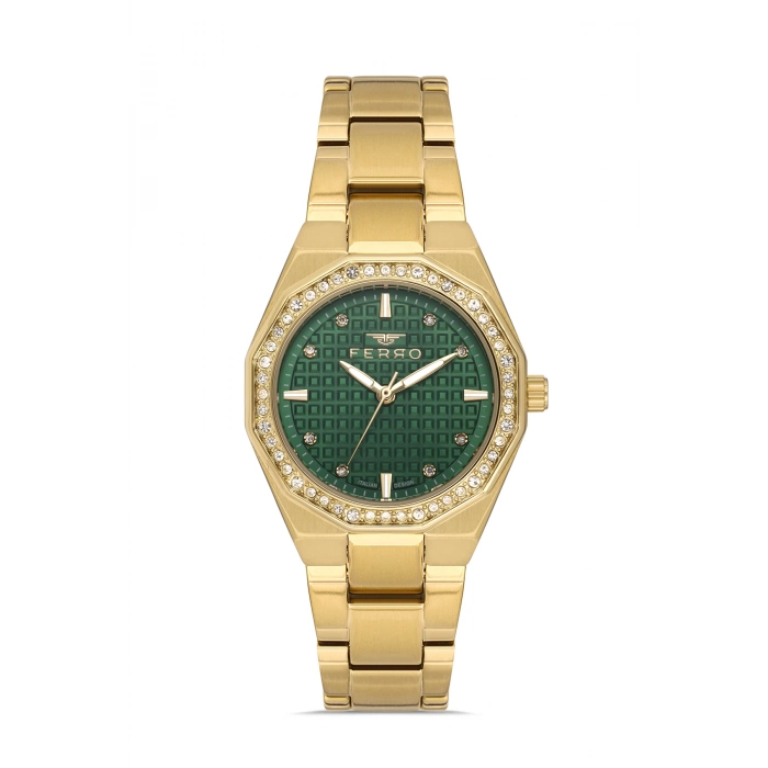 Ferro Sarı Çelik Kordon Kadın Kol Saati FL40134A-B6 3ATM Su Geçirmez 2 Yıl Garantili HediyePaketli