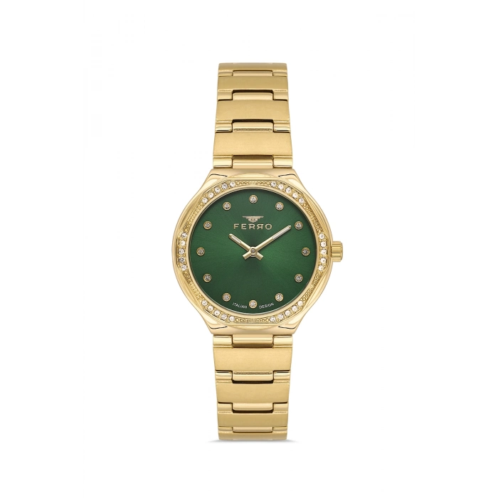 Ferro Sarı Çelik Kordon Kadın Kol Saati FL40140A-B6 3ATM Su Geçirmez 2 Yıl Garantili HediyePaketli