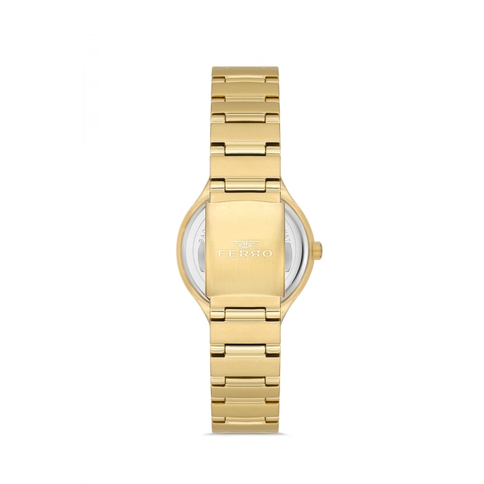 Ferro Sarı Çelik Kordon Kadın Kol Saati FL40140A-B6 3ATM Su Geçirmez 2 Yıl Garantili HediyePaketli