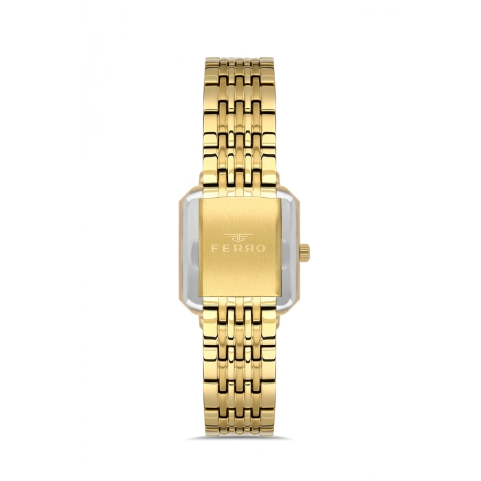 Ferro Sarı Çelik Kordon Kadın Kol Saati FL40142A-B 3ATM Su Geçirmez 2 Yıl Garantili HediyePaketli