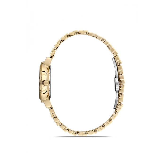 Ferro Sarı Çelik Kordon Kadın Kol Saati FL40149A-B 3ATM Su Geçirmez 2 Yıl Garantili HediyePaketli