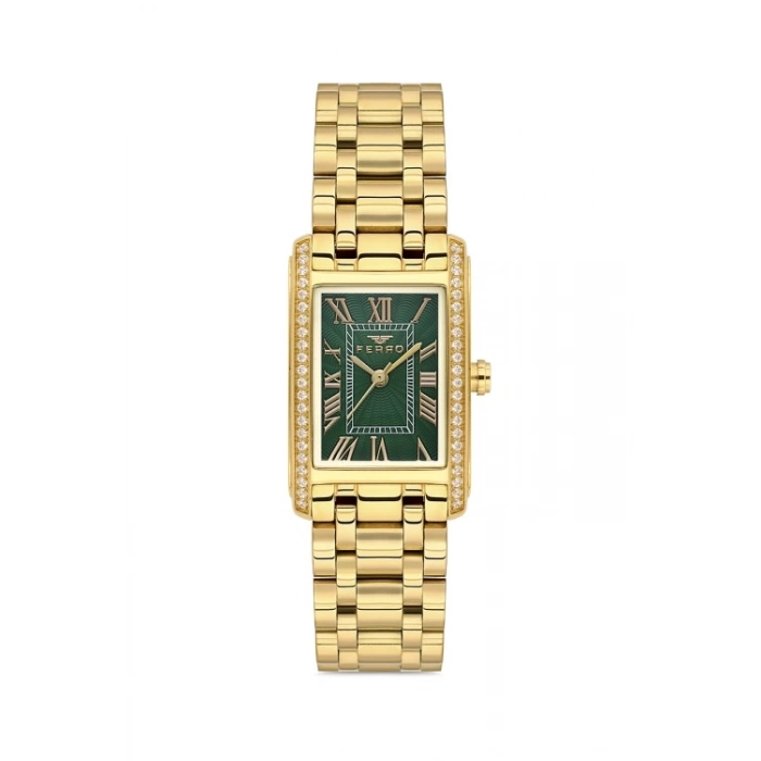 Ferro Sarı Çelik Kordon Kadın Kol Saati FL43005A-B6 3ATM Su Geçirmez 2 Yıl Garantili HediyePaketli