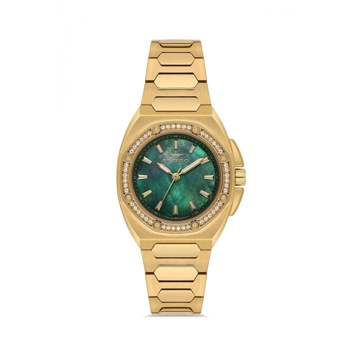 Ferro Sarı Çelik Kordon Kadın Kol Saati FL43026A-B6 3ATM Su Geçirmez 2 Yıl Garantili HediyePaketli