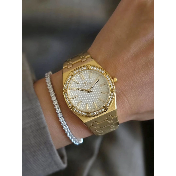 Ferro Sarı Çelik Kordon Kadın Kol Saati FL43029A-B 3ATM Su Geçirmez 2 Yıl Garantili HediyePaketli