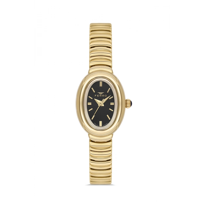 Ferro Sarı Çelik Kordon Kadın Kol Saati FL43034A-B2 3ATM Su Geçirmez 2 Yıl Garantili HediyePaketli