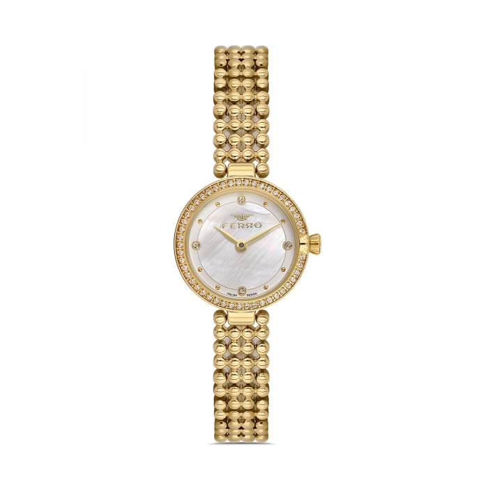 Ferro Sarı Çelik Kordon Kadın Kol Saati FL43039A-B 3ATM Su Geçirmez 2 Yıl Garantili HediyePaketli