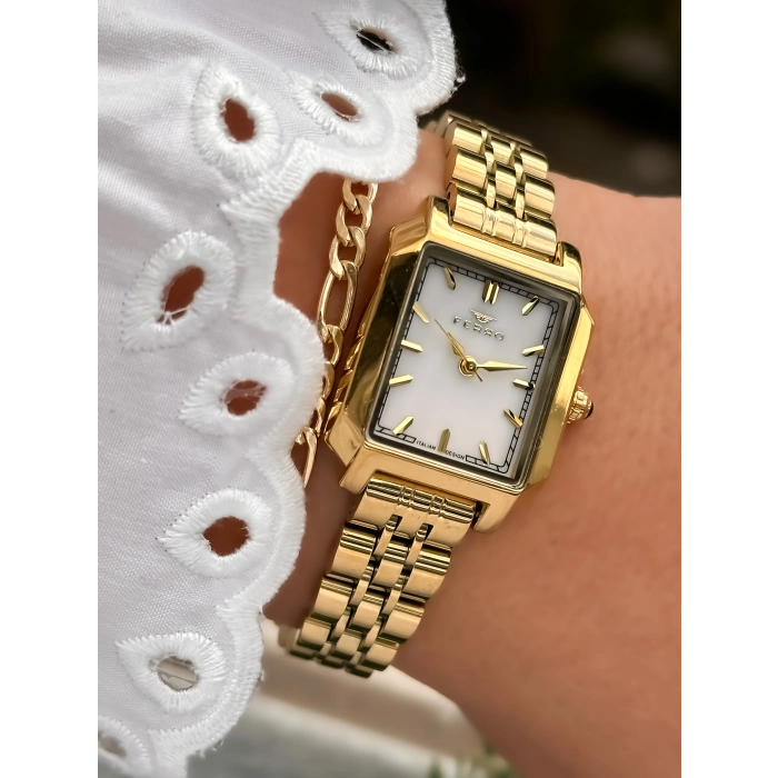Ferro Sarı Çelik Kordon Kadın Kol Saati FM88282A-B 2 Yıl Garantili 3 ATM Su Geçirmez Hediye Paketli