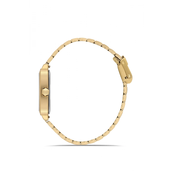 Ferro Sarı Çelik ve Bordo Deri Kordon Hediyeli Kadın Kol Saati FL21626AWT-B4