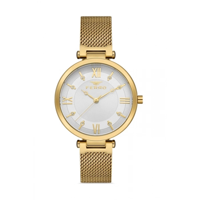 Ferro Yellow Mesh Strap Womens Wristwatch F21232C-B