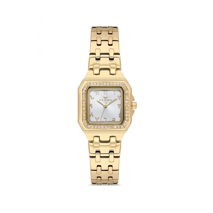Ferro Sarı Kordon Çelik Kordon Kadın Kol Saati FL21609AWT-B 3ATM Su Geçirmez 2 Yıl Garantili