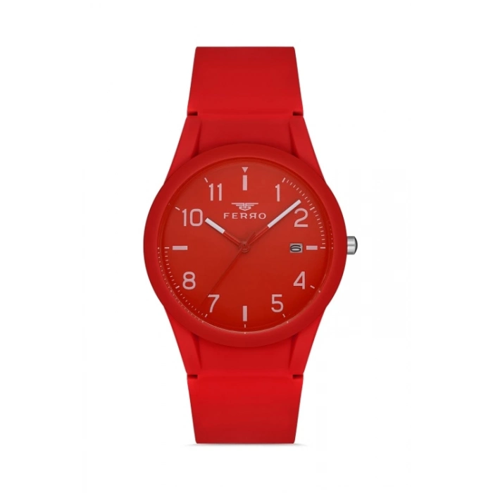 Ferro Sarı Silikon Kordon Erkek Kol Saati F11341D-ZM 3ATM Su Geçirmez 2 Yıl Garantili Hediye Paketli