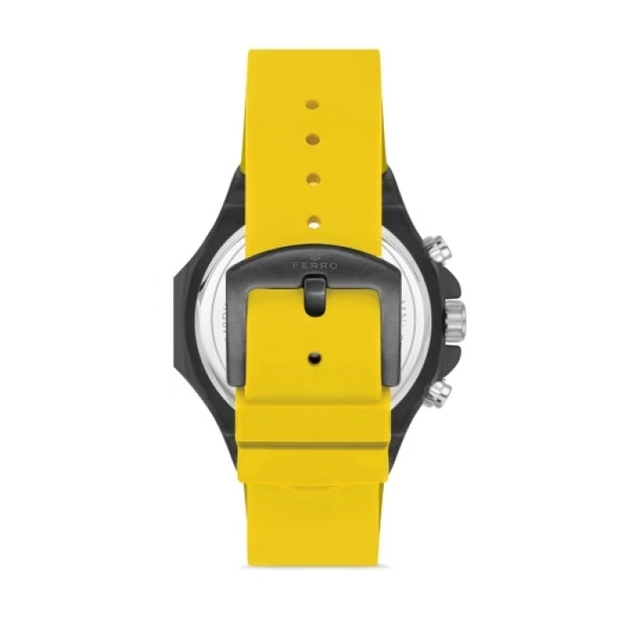 Ferro Sarı Silikon Kordon Erkek Kol Saati FM31348D-ZN Tüm Fonksiyonları Aktif 3 ATM Su Geçirmez