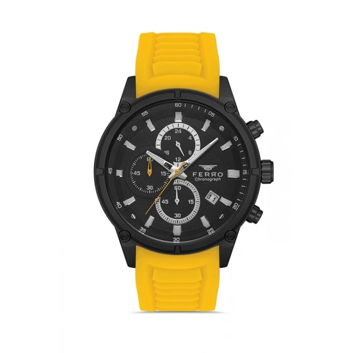 Ferro Sarı Silikon Kordon Erkek Kol Saati FM31363D-ZN Tüm Fonksiyonlar Aktif 3 ATM Su Geçirmez