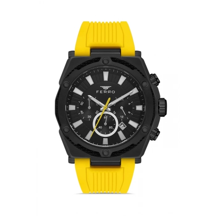 Ferro Sarı Silikon Kordon Erkek Kol Saati FM31396D-ZN Tüm Fonksiyonlar Aktif 3 ATM Su Geçirmez
