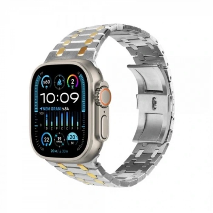 Ferro Sarı ve Gümüş Çelik Akıllı Saat Kordonu FSWMK1004-D