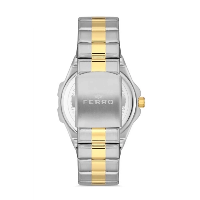 Ferro Yellow and Silver Steel Strap Mens Wristwatch F11357A-D