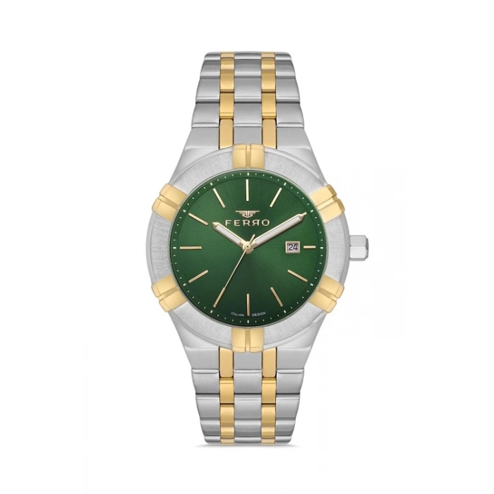 Ferro Sarı ve Gümüş Çelik Kordon Erkek Kol Saati F11484A-D6 3 ATM Su Geçirmez 2 Yıl Garantili