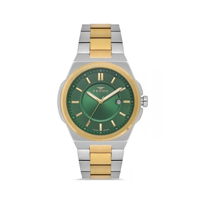 Ferro Sarı ve Gümüş Çelik Kordon Erkek Kol Saati F11500AWT-D6 3ATM Su Geçirmez 2 Yıl Garantili
