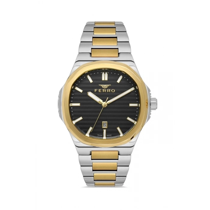 Ferro Sarı ve Gümüş Çelik Kordon Erkek Kol Saati F11514AWT-D2 3ATM Su Geçirmez 2 Yıl Garantili