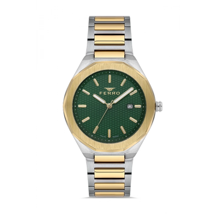 Ferro Sarı ve Gümüş Çelik Kordon Erkek Kol Saati F11535A-D6 3ATM Su Geçirmez 2 Yıl Garantili