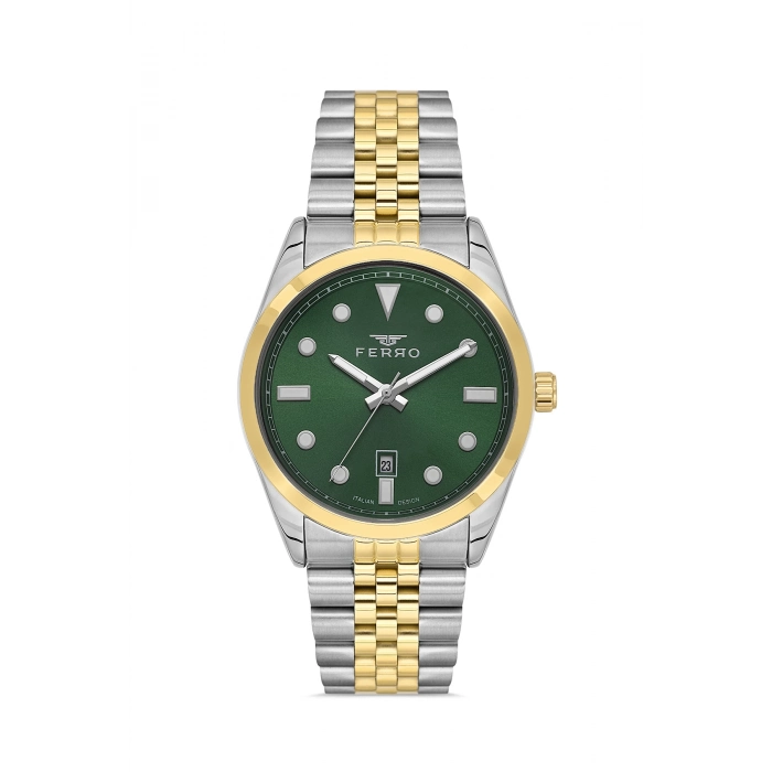Ferro Sarı ve Gümüş Çelik Kordon Erkek Kol Saati F11567AWT-D6 3ATM Su Geçirmez 2 Yıl Garantili